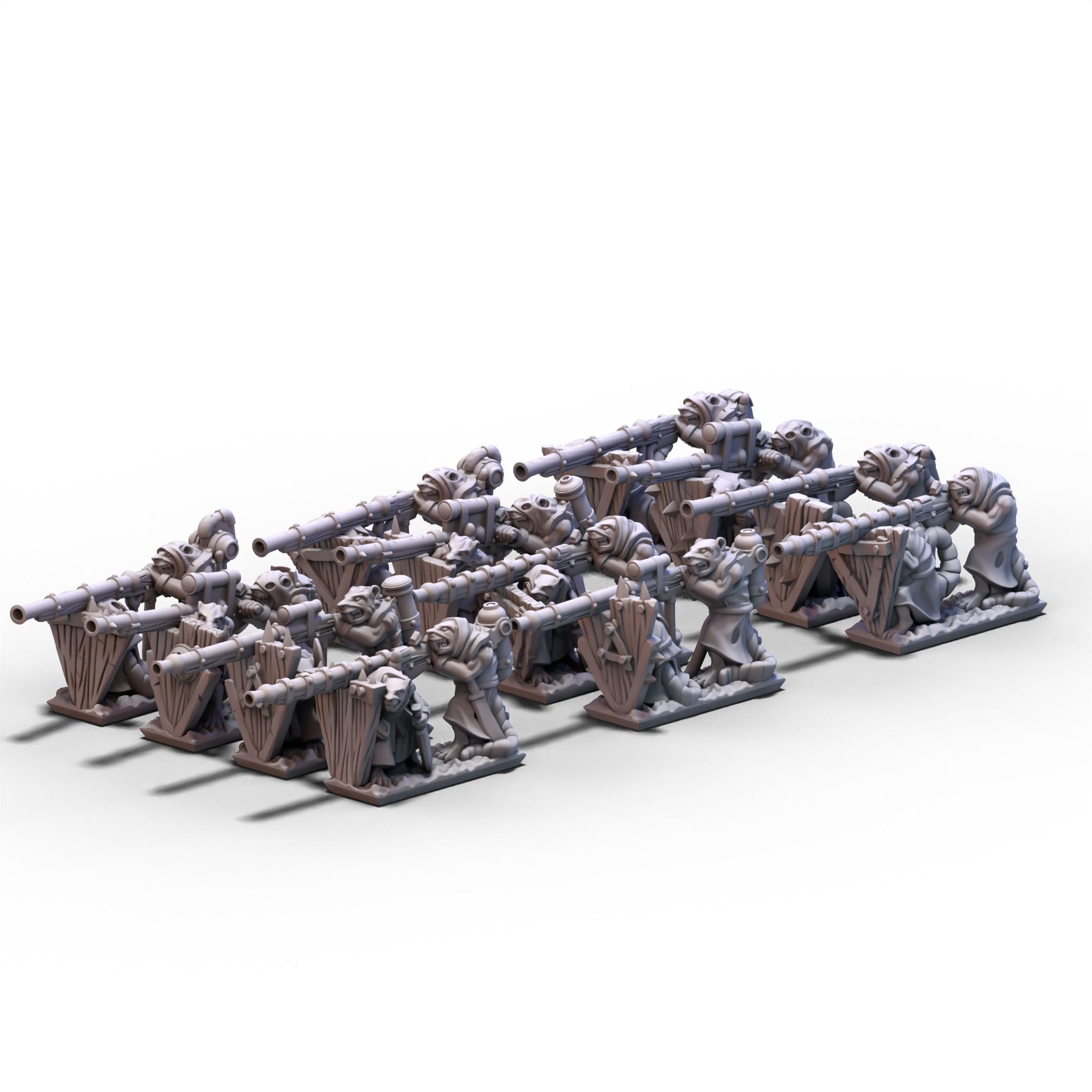Ratmen Gatling Crew - Miniatura In Resina Per Wargames, Fantasy, Armi Pesanti - Resin Warfare